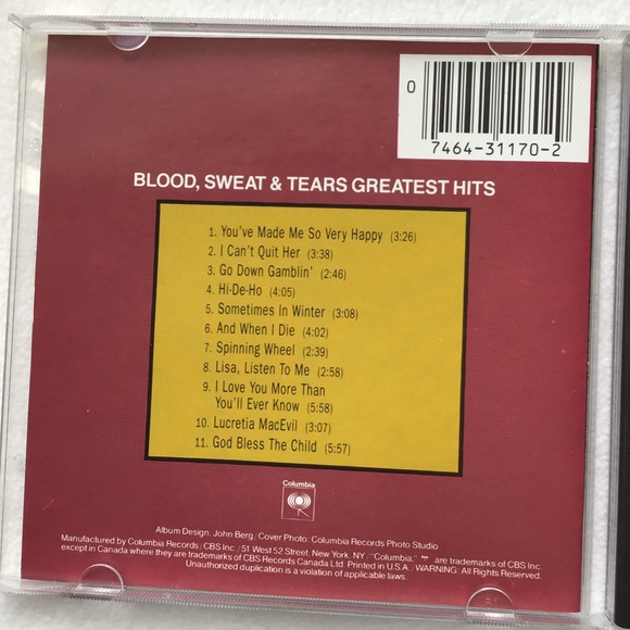 Blood Sweat & Tears 1972 Original Greatest Hits CD - Picture 4 of 4